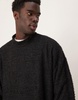 ASOS DESIGN extreme oversized boxy high neck sweater with fluffly texture in black