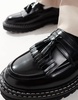 ASOS DESIGN loafers in black leather with contrast stitch