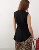 Weekday Ibis asymmetric peplum top with concealed buttons in black
