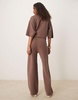 ASOS DESIGN knit compact pants in mocha - part of a set