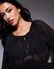 River Island chiffon ruffle tie detail blouse in black