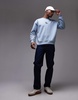 Topman oversized fit sweatshirt with floral embroidery in blue