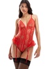 Ann Summers Taylor lace bodysuit with double-ended zip detail in red