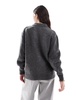 ASOS DESIGN fluffy wool blend knit collar cardigan in charcoal