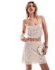 ASOS DESIGN embellished tassel mini skirt in cream - part of a set