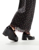 ASOS DESIGN Wide Fit Sebastian chunky mary jane heeled shoes in black patent