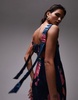 Topshop pinny midi dress in floral print