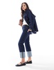 Stradivarius turn up leg straight jean in indigo - part of a set