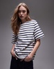 ARKET midweight short sleeve T-shirt in blue and white stripes
