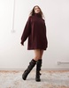 Weekday Annie wool blend roll neck mini knitted sweater dress in burgundy melange exclusive to ASOS