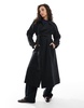 ASOS DESIGN waterfall collar trench coat in black