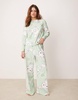 ASOS DESIGN bunny long sleeve top & pants pajama set in gray