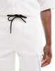 Bershka cargo pocket shorts in white
