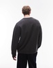 ARKET boiled wool rib knit sweater in off-black