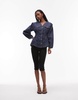 Topshop red stripe cinched denim shirt in indigo