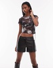 AllSaints Ellie mesh t-shirt in black print exclusive to ASOS