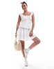 ASOS DESIGN broderie button-up milkmaid top in white