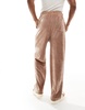 ASOS DESIGN oversized velour sweatpants in brown - part of a set