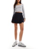 Abercrombie & Fitch pleated wrap skort in black