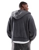 Bershka washed zip up hoodie in gray - part of a set
