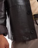ASOS DESIGN Premium real leather harrington jacket in brown