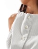 Bershka round neck vest in gray stripe