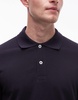 ARKET pique jersey short sleeve polo shirt in navy blue