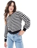 ONLY fluffy detail stripe sweater in black & white