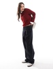 ASOS DESIGN exaggerated pull on wide leg pants in washed black