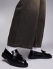 ASOS DESIGN chunky penny loafers in black leather with silver hardware
