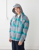 Aape By A Bathing Ape long sleeve hooded shacket in blue and gray check