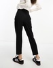 ASOS DESIGN Petite tailored high waist seam detail tapered leg pants in black