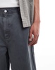 Bershka baggy denim worker shorts in charcoal gray