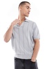 Bershka knit polo shirt in blue