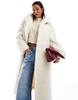 ASOS DESIGN longline curly borg coat in neutral