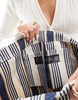 ASOS DESIGN large stripe tote bag in navy blue