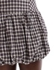 Bershka puffball mini dress in black & white plaid