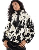 ONLY button down borg fleece in cow print