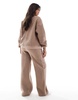 ASOS DESIGN Maternity lounge borg sweatshirt & wide leg pants set in taupe