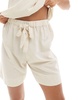 ASOS DESIGN Isabel mix & match linen look beach bermuda shorts in neutral