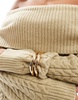 Bershka bardot cable knit sweater in khaki