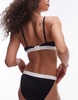 Tommy Hilfiger triangle bralette with white logo taping in navy