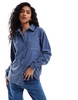Brave Soul long sleeve corduroy overshirt in gray