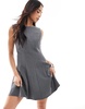 Bershka pleated tailored mini dress in gray