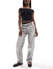 Bershka high waisted cargo jeans in washed gray