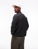 ARKET boiled wool oversized cardigan with button front and polo collar in dark gray