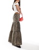 ASOS DESIGN poplin tiered maxi skirt in leopard print