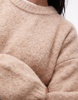 Topshop knit fluffy crew oversized dress in oat