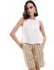 ASOS DESIGN wrap back linen mix top in natural