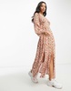Miss Selfridge Petite button through maxi dress in chocolate rose